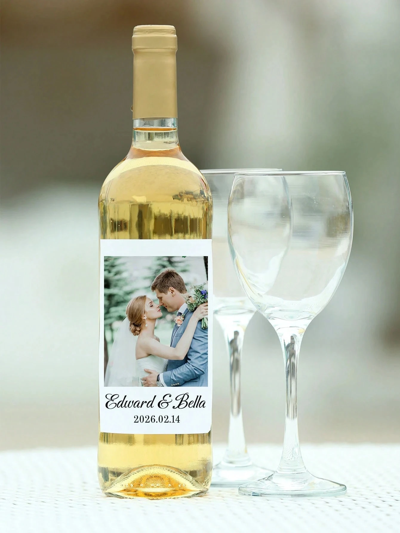 Personalisierte Etiketten für Champagnerflaschen, wasserfest, ölbeständig, Fotoaufkleber für Paare, Hochzeit, Jungvermählte, Party – Detail 3