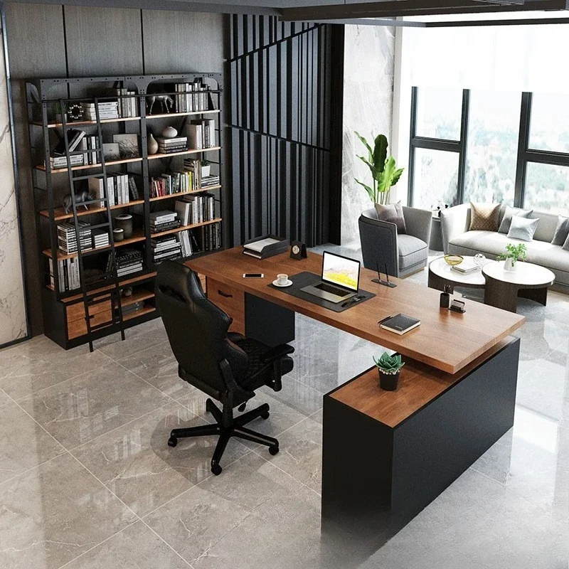 Solid wood boss desk, office modern minimalist supervisor computer desk