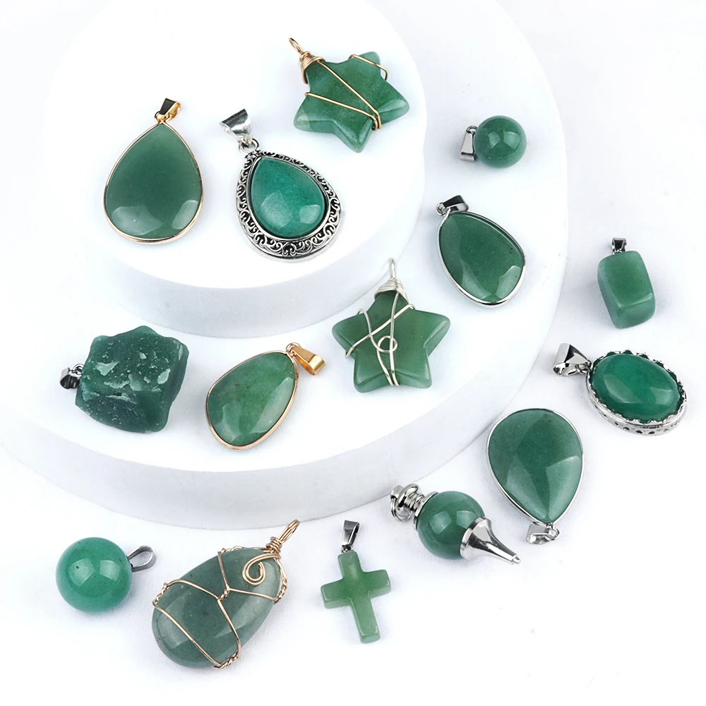 Irregular Pendant Natural Stone Green Aventurine Pendant Charms For Jewelry Making DIY Necklace Bracelet Accessory