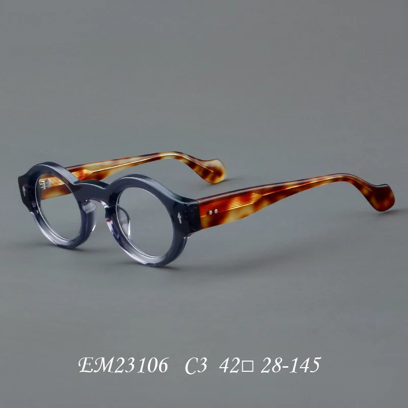 VCKA Runde Acetat-Myopie, Anti-Blau, Verfärben, Brille, Vintage-Stil, für Herren, verschreibungspflichtige Intensivierung, individuelle Optik, Brillen – 0,50 bis -10 – Detail 6