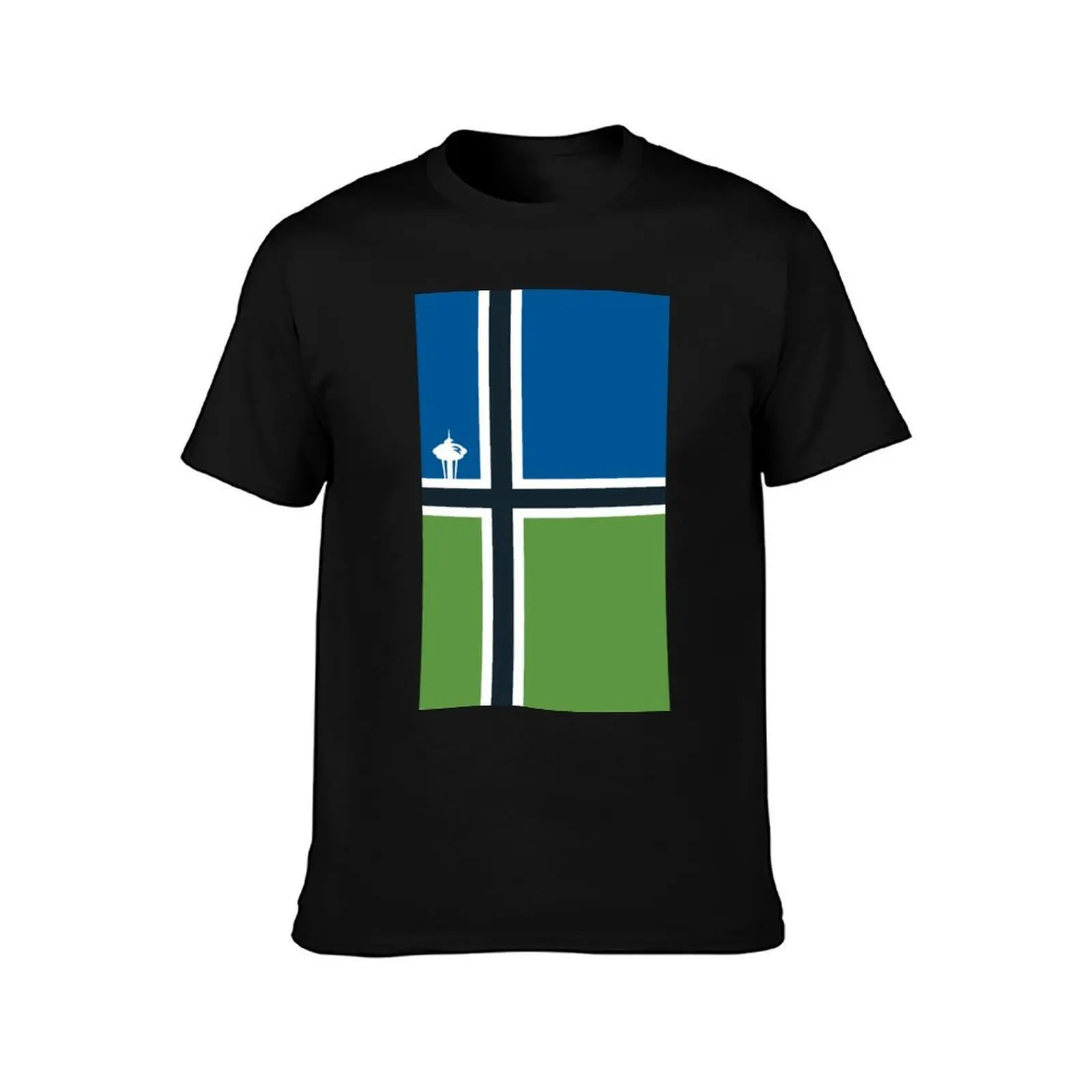 Seattle Futbol Soccer Inspired Art T-Shirt Big and Tall Gym T-Shirt