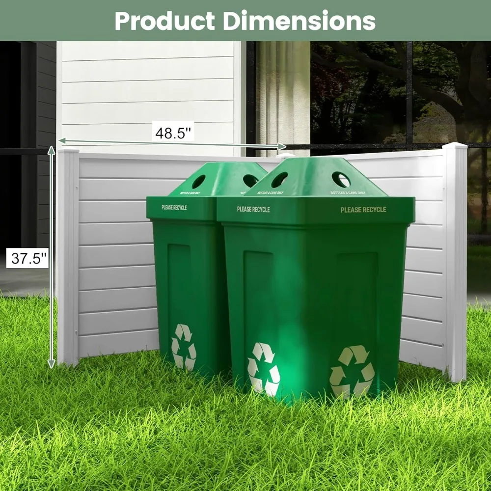 エアコンフェンス 2パネル - 幅48インチ x 高さ36インチ 屋外プライバシースクリーン ゴミ箱囲い 3本の杭付き、PVCビニール製