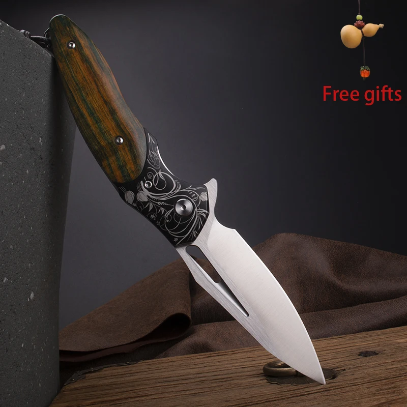 

High-End Outdoor Collection Folding Knife - ASP-30 Steel Blade Wooden Handle Sheath Camping/Hunting/Everyday Tools