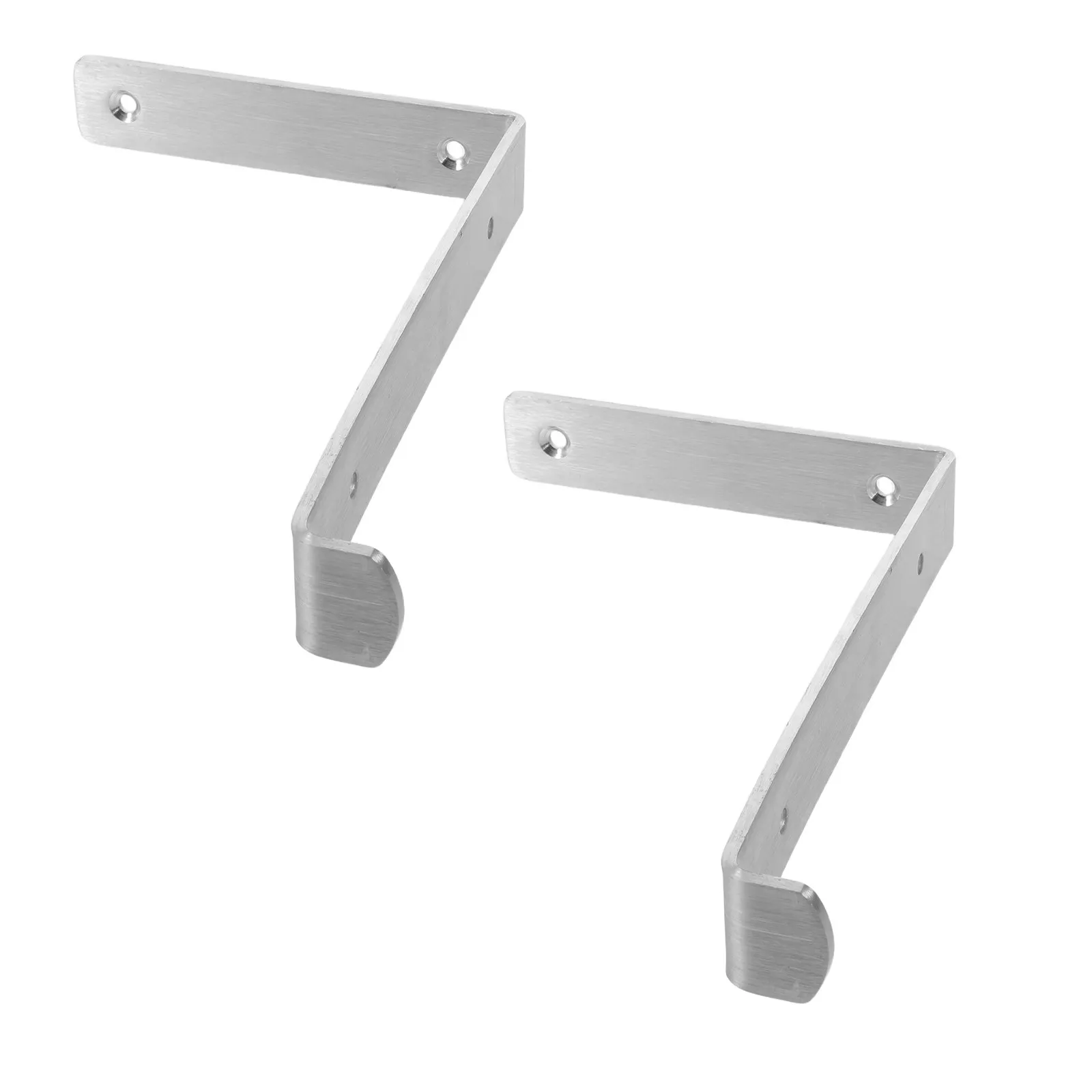 2Pcs Stainless Steel Corner Bracket Brushed Finish Rounded Edges Heavy Duty Floating Shelf Brackets Load Bearing Bathroom Wall