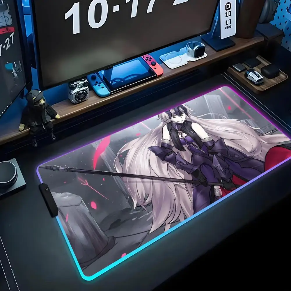 Alfombrilla de ratón RGB para juegos de Jeanne Alter, alfombrilla grande con LED para PC, alfombrilla luminosa para ratón, alfombrillas grandes para teclado, alfombra de mesa con retroiluminación