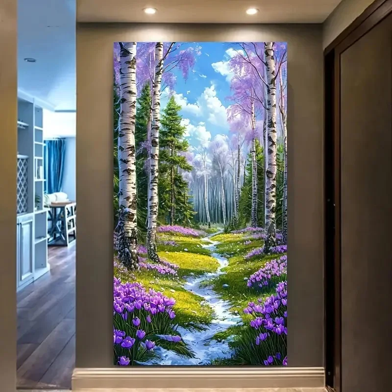

5D DIY алмазная живопись четыре сезона лес, цветы и деревья, красивый пейзаж, большой размер, полная квадратная круглая алмазная вышивка