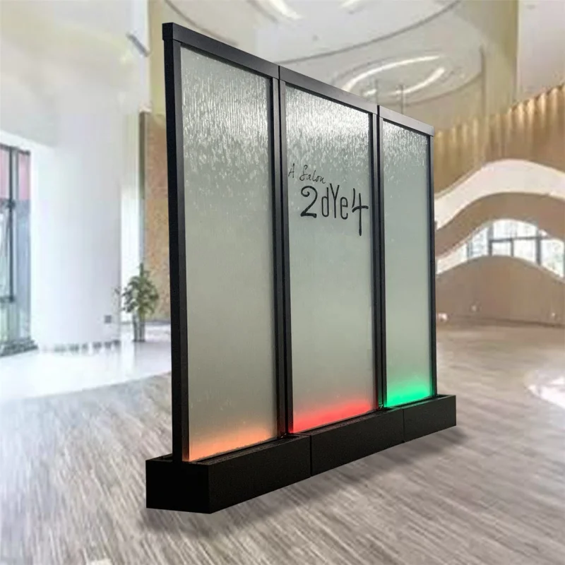 Custom. home decoration floor standing stainless steel mirror water feature waterfall wall