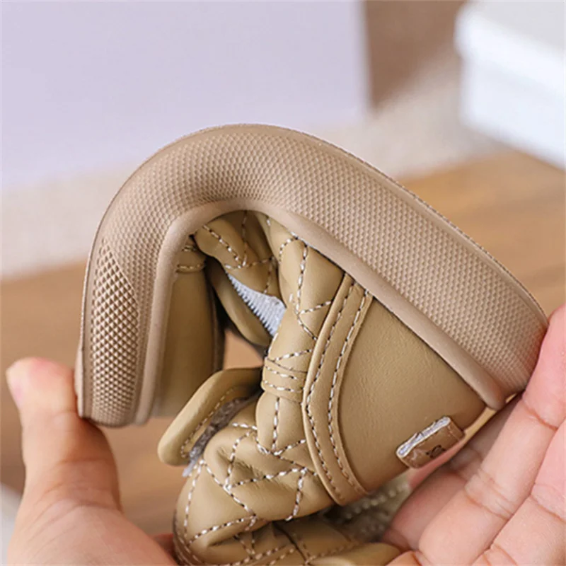 2023 New Winter Baby Boots Leather Double Hook&Loop Toddler Kids Shoes Warm Plush Non-slip Fashion Little Boys Girls Snow Boots