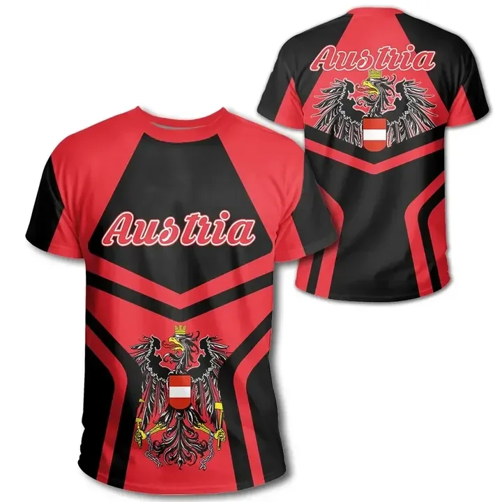 النمسا العلم شعار خريطة الجرافيك تي شيرت الشعار الوطني النسر تي شيرت للرجال الملابس قميص رياضي معطف الموضة من الأسلحة الصبي القمم #2