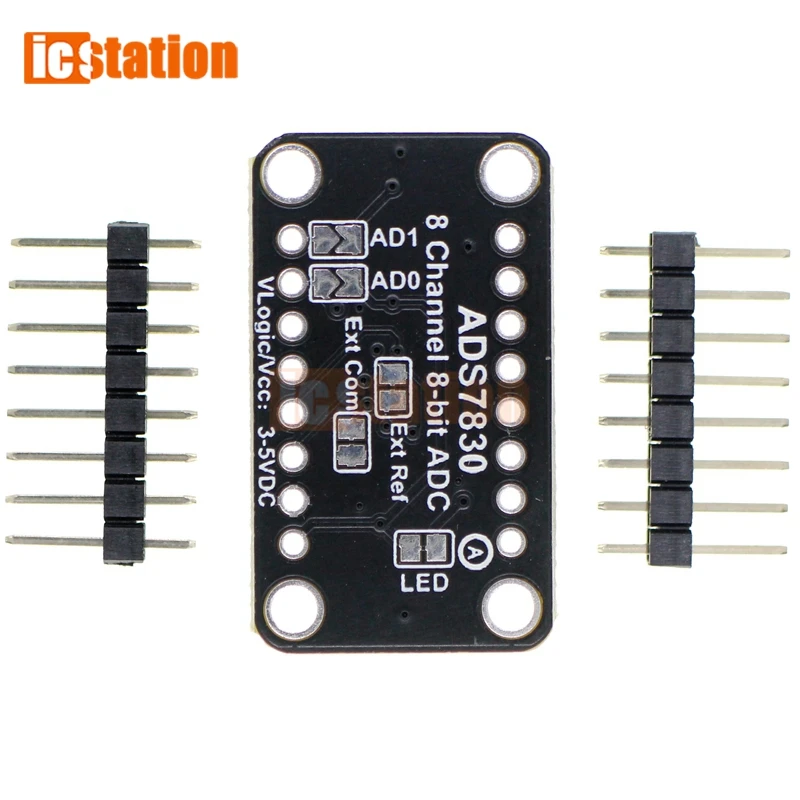 ADS7830 8-bit ADC analog-to-digital converter module has an I2C interface compatible with STEMMA QT Qwiic