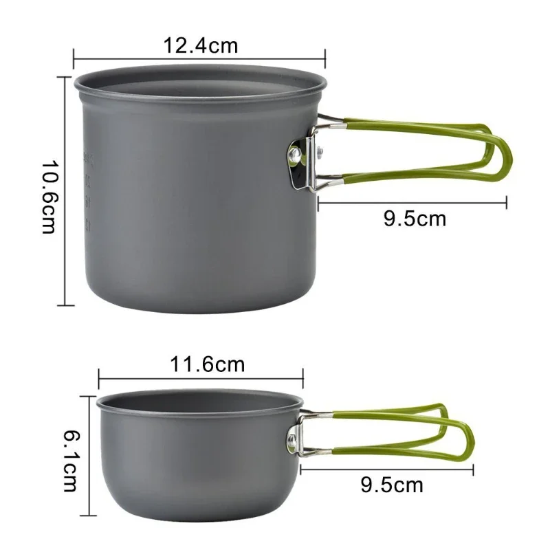 Portable Outdoor Picnic Cookware Set DS-101+mini Burner+three-piece Cutlery Camping Equipment High Quality Nature Hike Supplies