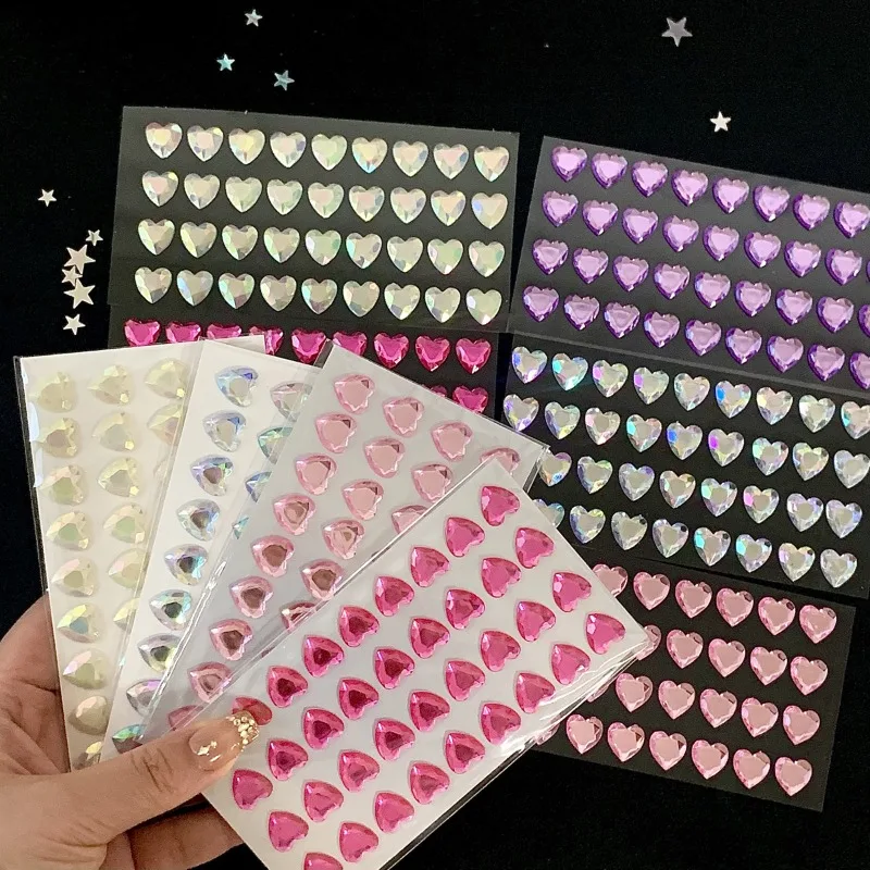 36PCS/set Colored Smooth Peach Hearts 3D Three-dimensional Acrylic Rhinestone DIY Phone Case Decorative Stickers