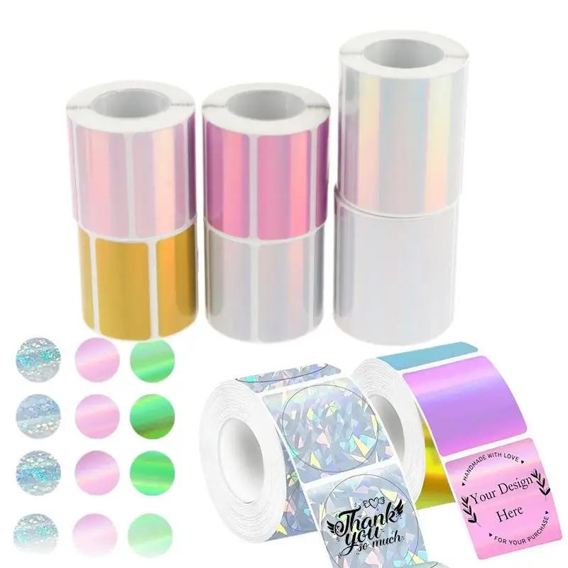 1 Roll Laser-color Silver/Matte Silver Labels Thermal Transfer Printing Paper Round Square Sticker For M110 Printer For Phomemo
