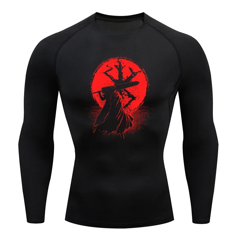 Sportswear for Men Gym Anime Berserker Men's Compression T-shirt Sports Tights Fitness Long Sleeve Running Training Sportswear