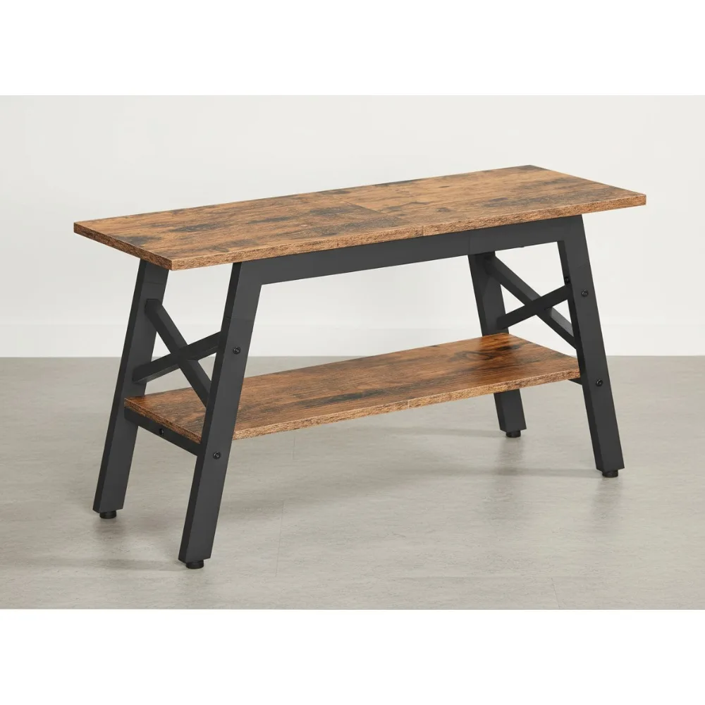 

2-уровневая промышленная скамья для обуви с сиденьем для хранения, органайзер для прихожей в деревенском стиле для прихожей, простая сборка