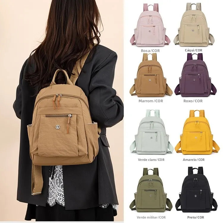Nova Bolsa de Maternidade em Tecido Oxford Impermeável e Leve 2025, Mochila Pequena em Cores Candy, Bolsa Feminina com Alça M...