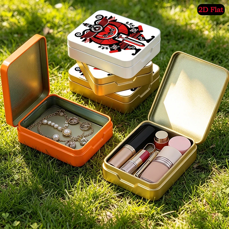 Red&Black Geometric Warrior Theme Desktop Small Object Organizer Flip Top Tin Box, Anti-rust Mini Tin Box, Home Decoration