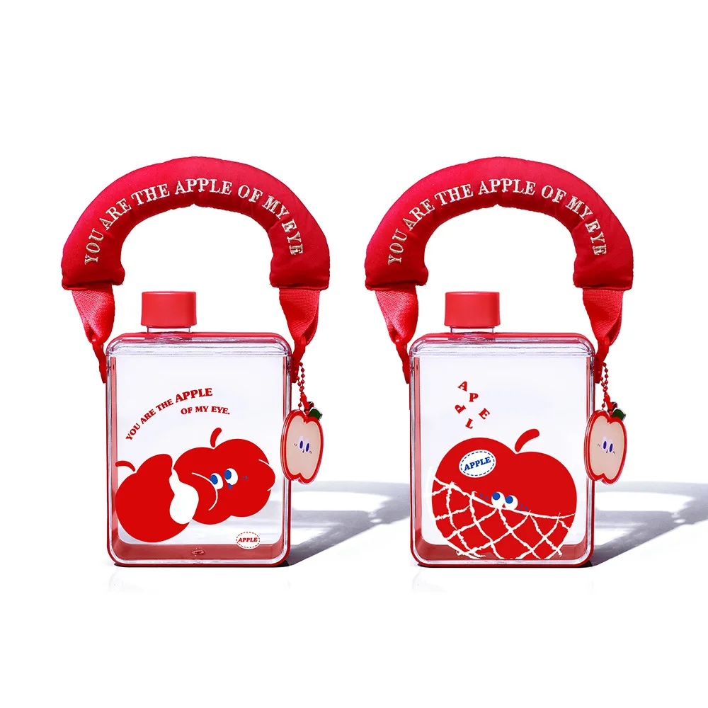 

Бутылка для воды в форме мультяшного яблока для детей, портативная пластиковая бутылка для питья, без BPA