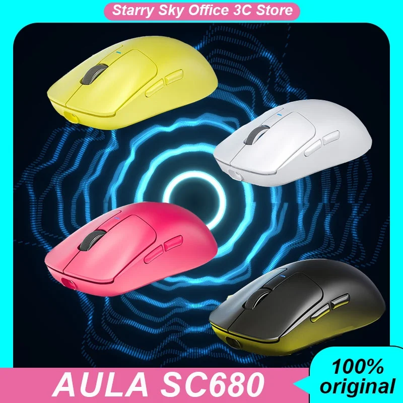 

AULA SC680 Wireless mouse 8k Paw3395 lightweight Gaming Mouse Bluetooth 2.4G wired 3mode 26000DPI Computer accessories Game Gift