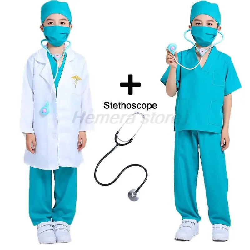 Ziekenhuisarts Carrière Voor Kinderen Meisje/Jongen Chirurg Dr Uniform Jongens Kind Carrière Halloween Cosplay Kostuum Verkleedpartij