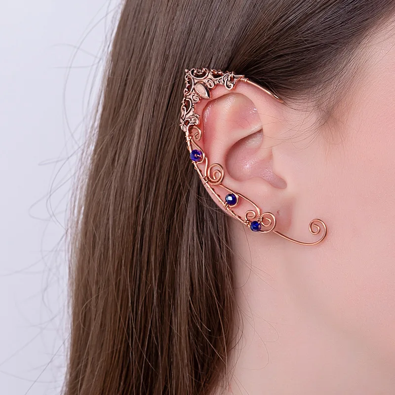 

Handmade Leaf Elf Ear Cuffs Clip-on Earrings Filigree Fairy Wrap Earring Elven Cosplay Garden Flower Fairy No Piercing