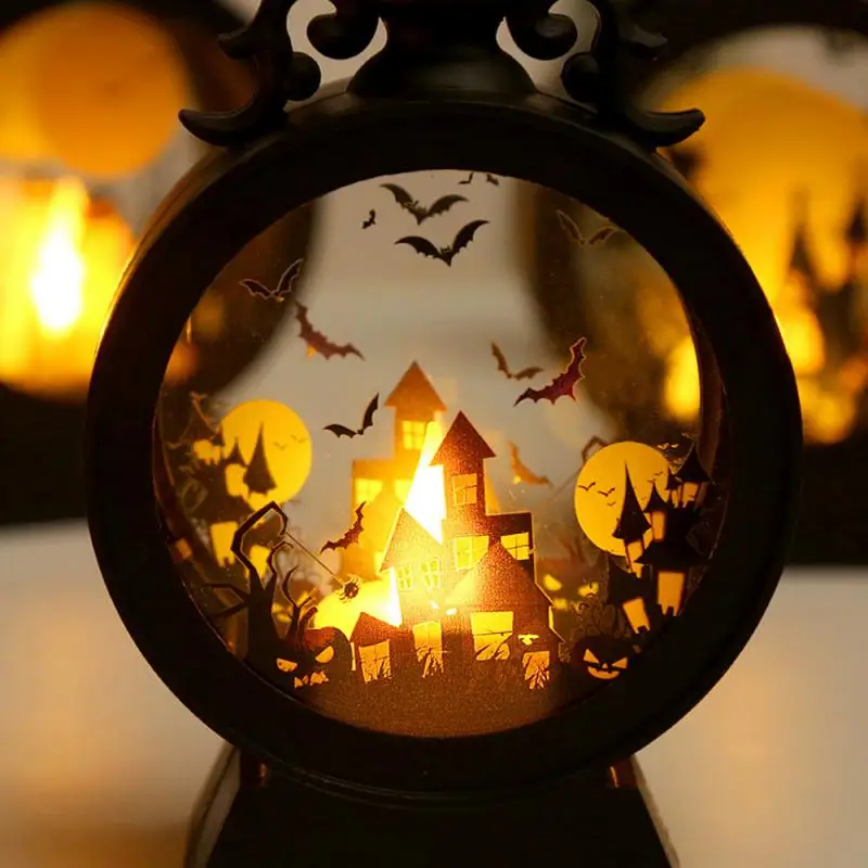 Halloween Lantern Witch Pumpkin LED Light Gothic Vintage Castle Lantern Table Centerpieces Wiamp Atmosphere Decoration Ornaments