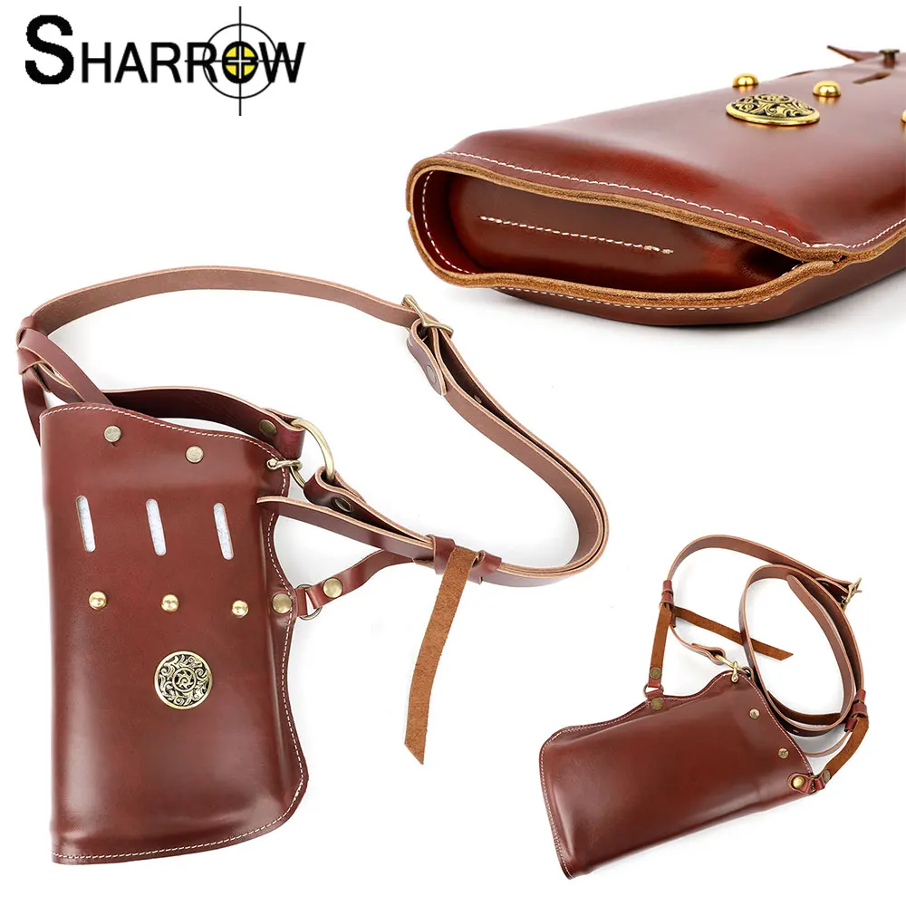 

Колычан для стрел для стрельбы из лука, поясная сумка-держатель для стрел, портативный чехол из воловьей кожи, регулируемый для охотничьего аксессуара с луком