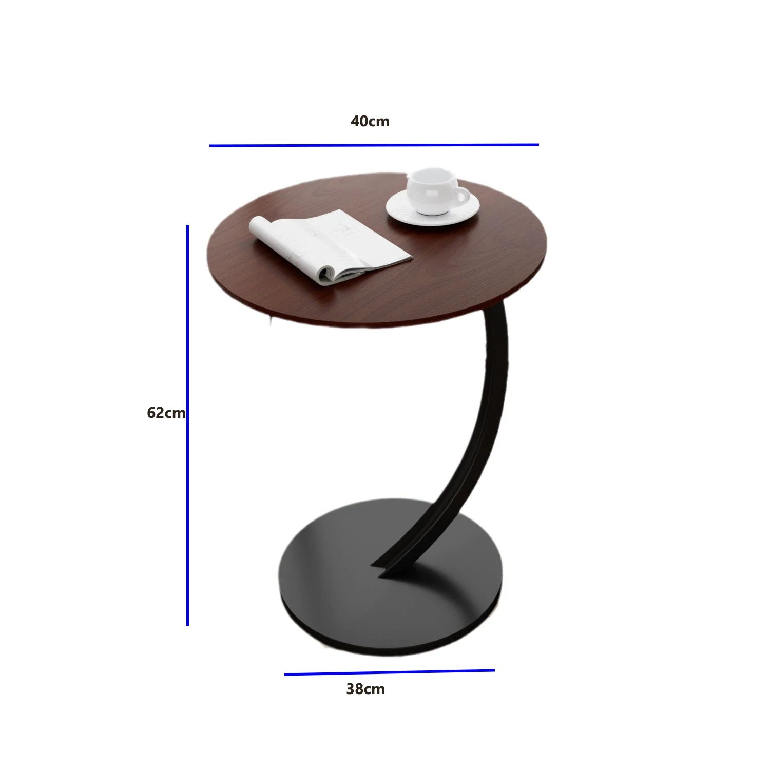 Round Side Table C Shaped Small Coffee Table Sofa Side Table Corner Table Living Room Sofa End Table Bedroom Bedside Table