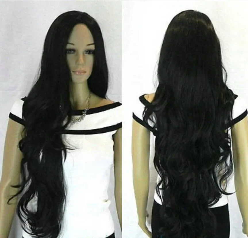 WIG free shipping New Stylish Extra Long Wavy Black Women's Wigs