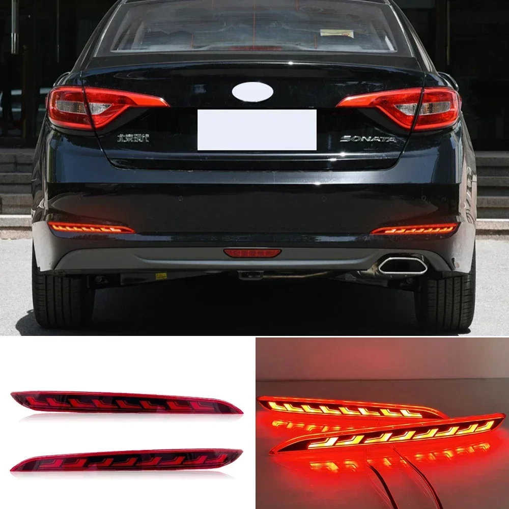 

New！ Car LED Rear Bumper Reflector Light For Hyundai Sonata 9th 2015 2016 2017 Stop Brake Tail Light Fog Lamp with turn signal