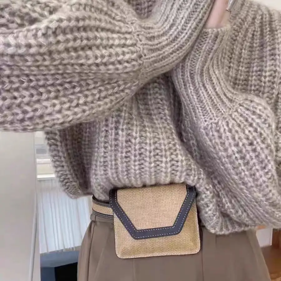 

2025 New Niche Women's Woven Waist Bag Unisex Fashion Ins Bags