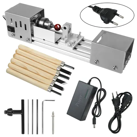 Mini Ahşap Torna Makinesi Döner Aracı Minyatür Buda Inci Torna 12-24 V DIY Ağaç İşleme Buda Inci Taşlama Parlatma