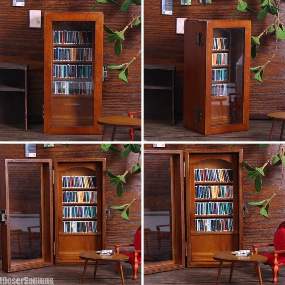 Anti-Anxiety Tiny Bookshelf Wooden Bookshelf Display Cabinet Shaking Stress Reliever Bookshelf Living Room Desk Library Ornament