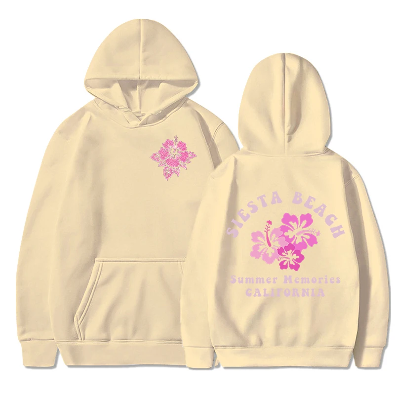 Felpa con cappuccio Siesta Beach Letter Flower Print Bambini Vacanza Viaggi Amante Abbigliamento Ragazzo Ragazza Manica lunga Tendenza moda Felpa