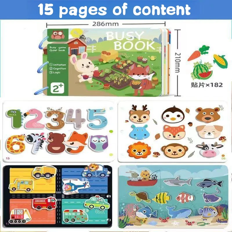 Tear Pull Paste Book Baby Quiet Cognition Early Education Velcro Kindergarten Children Hand Pull Toys 3 to 6 Years Old