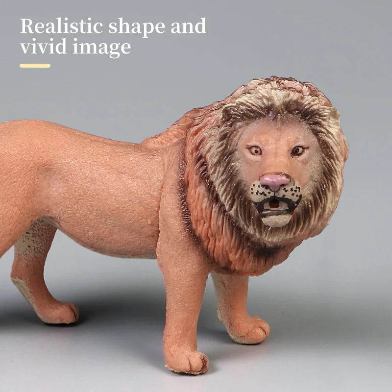 โมเดลสัตว์จำลองสิงโตแอฟริกัน ของเล่นพลาสติกเสมือนจริง สำหรับเด็ก