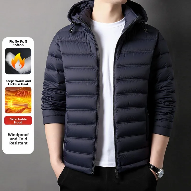 

Detachable Hat Warm Windproof Cotton Jaet Men's New Faion Middle-aged And ly Dad Busin Sle Stand Fit Busin