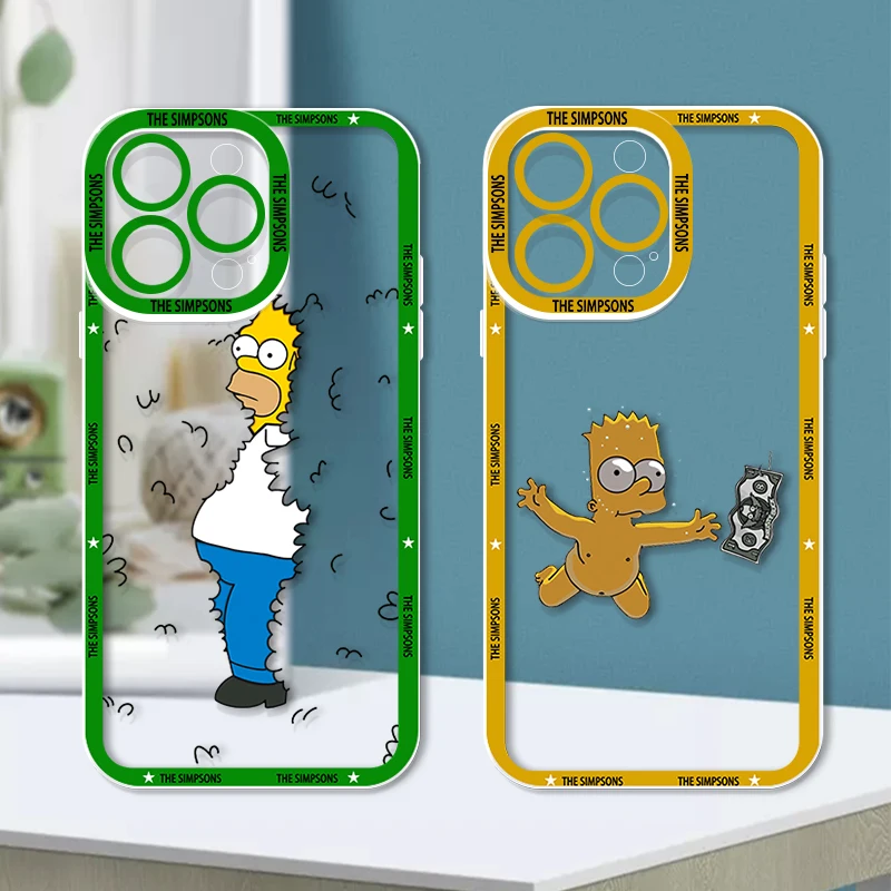 Funny The Simpsons Bart iPhone Case For Apple 14 13 12 11 Mini XS XR X Pro MAX Plus SE Angel Eyes Transparent Cover