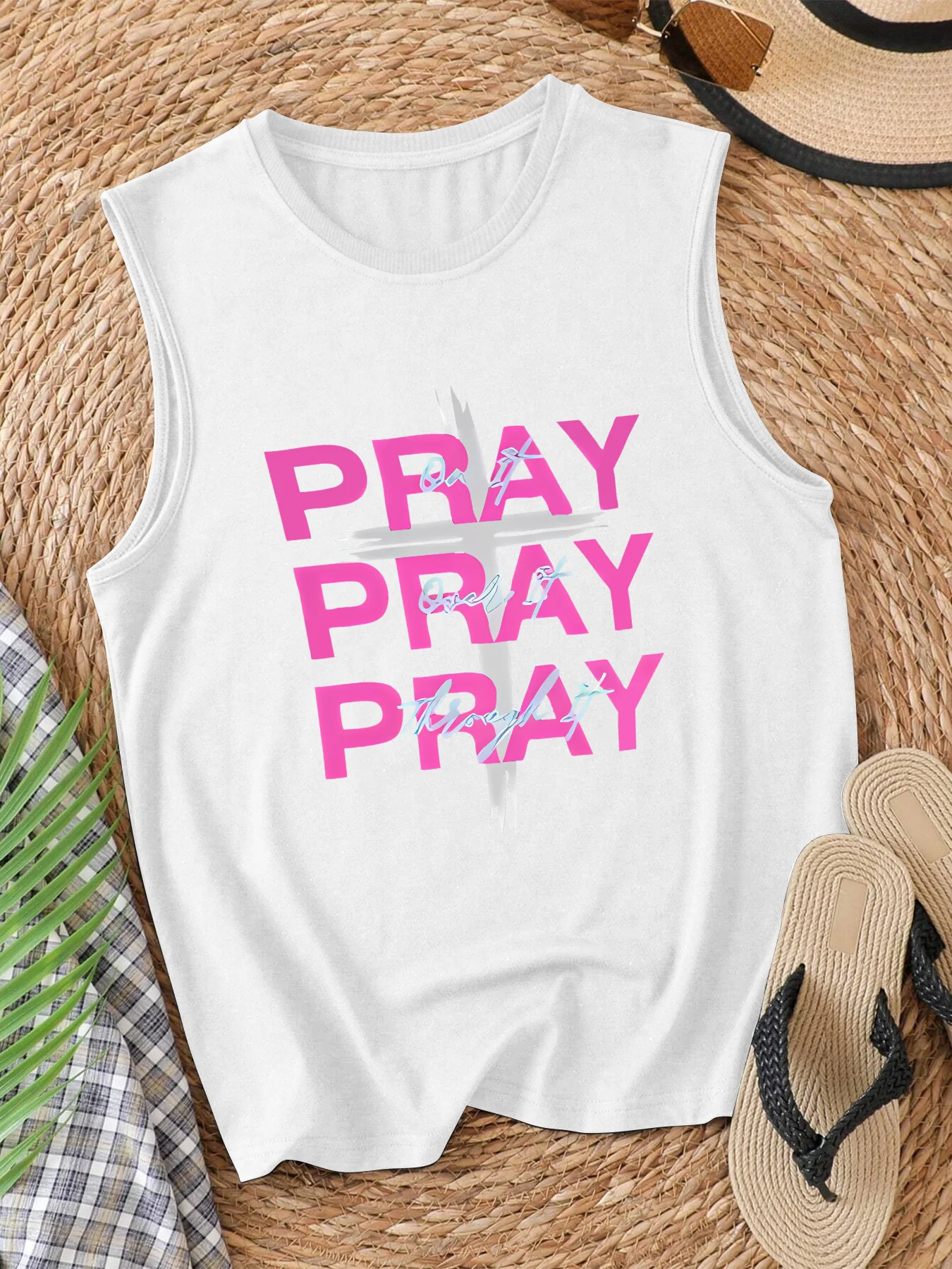 

Women Tank Loose Fit Casual Basic Tank Tops Crew Neck Cute Trendy Printed Sleeveless Summer Casual Tops Shirts Outfits 2025