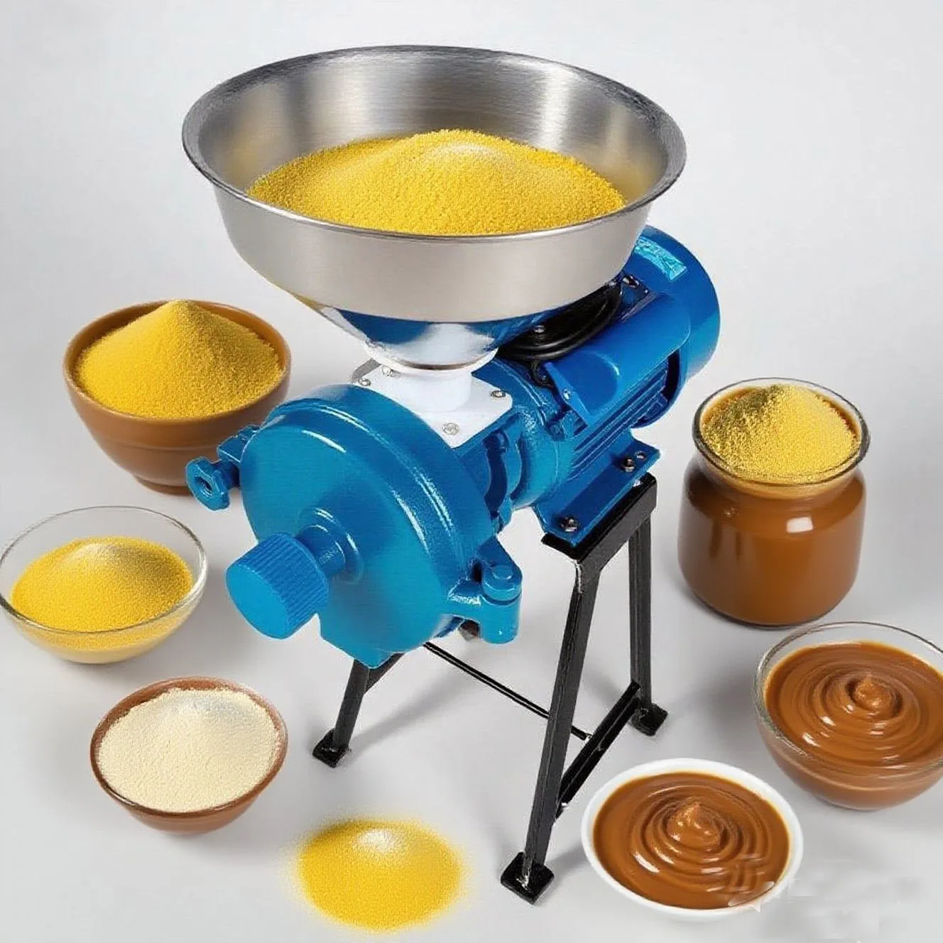 Portable Home Use Flour Milling Machine with Engine 220V/110V Dry Wet Steel Grinder for Maize Pepper Wheat Powder Small Scale