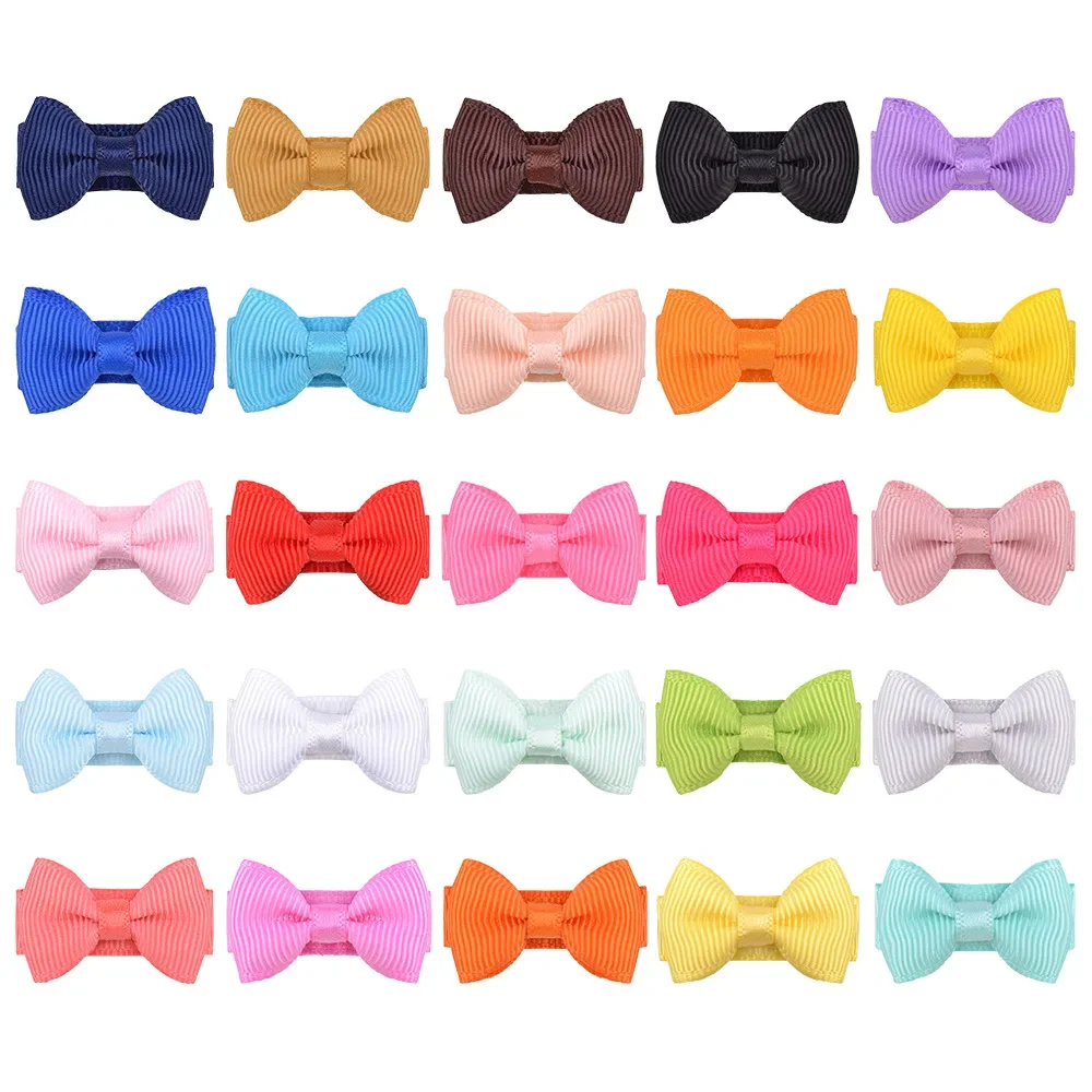 10pcs Mini Candy Color Handmade Bowknot Baby Girl Hair Clips