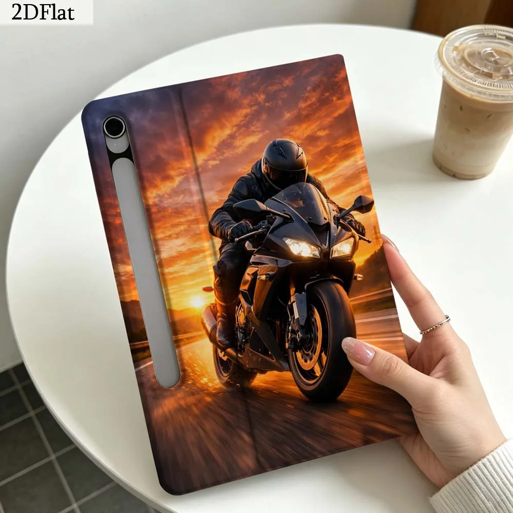 Biker Fixing Motorcycle Light For Samsung Galaxy Tab S11 S10 S9 S8 S7 S6 A11 A10.1 A9 A8 A7 Ultra FE Plus Soft Tablet Case Gift
