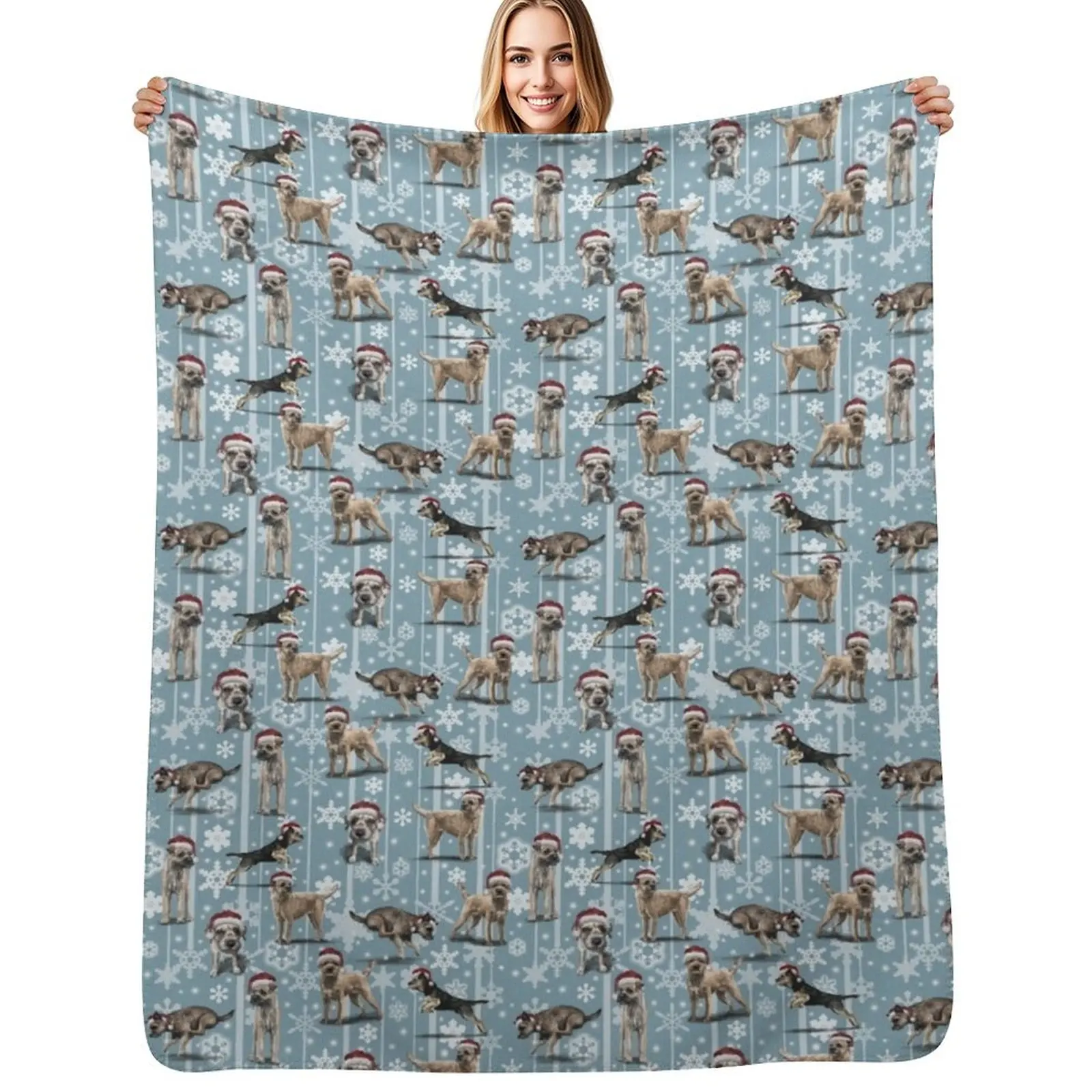 

The Christmas Border Terrier Throw Blanket Kid'S for sofa Soft Plaid anime Blankets