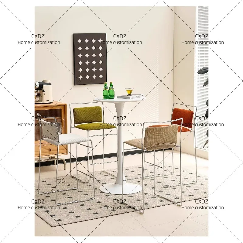 XX Medieval Simple Bar Chair Home High Dining Chair  Minimalist  Retro Island Platform Backrest Bar Stool