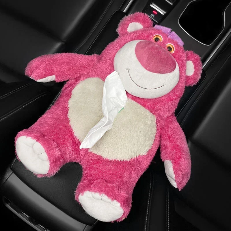 Anime Disney z serii pluszowa lalka pudełko na chusteczki do samochodu kreskówki Lotso LinaBell StellaLou Plushie szuflady samochodowe akcesoria