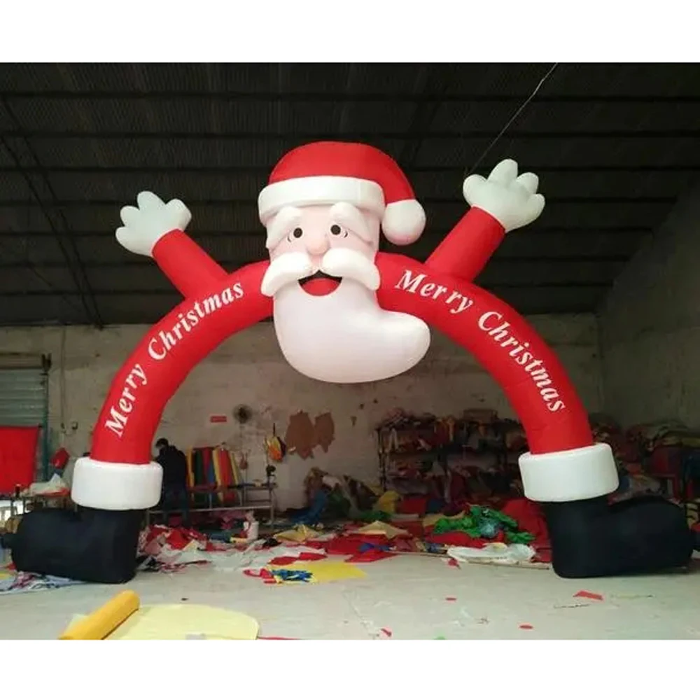 

wholesale Attractive Durable Giant Xmas Inflatable Christmas Arch With Santa Claus Entry Gate Archway for Event Decoration