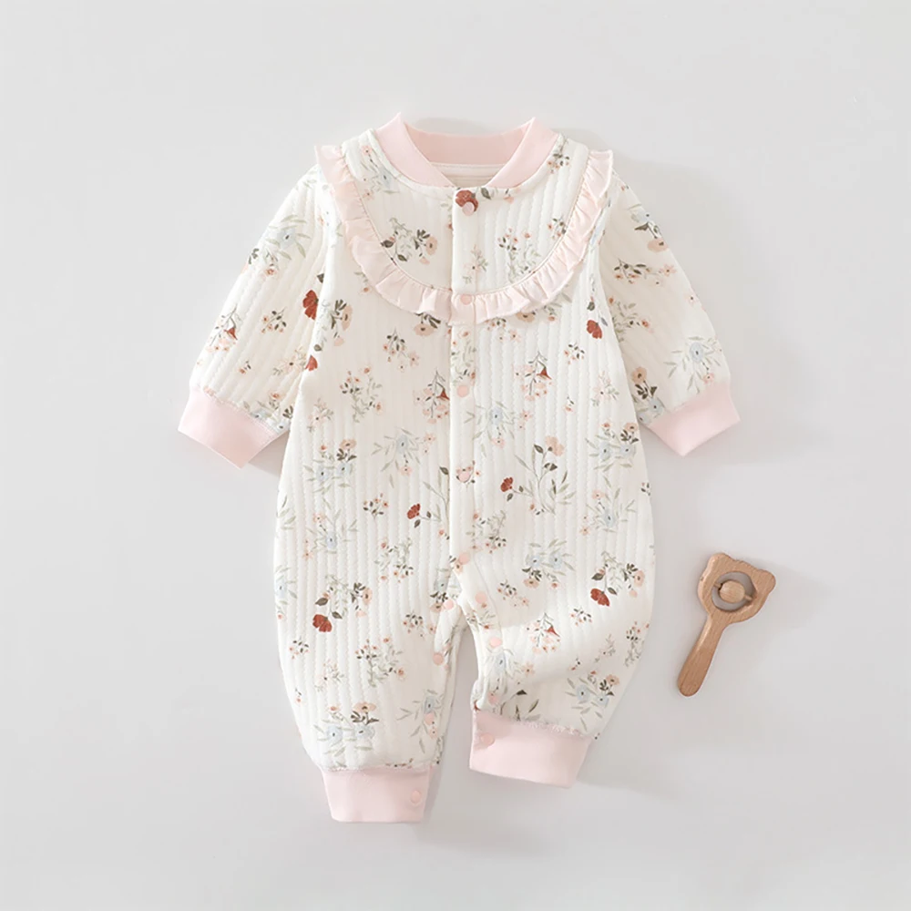 0-15M Newborn Baby Romper Breathable Sleepwear for Newborns Sweet Floral Baby Clothes Autumn Toddler Jumpsuit