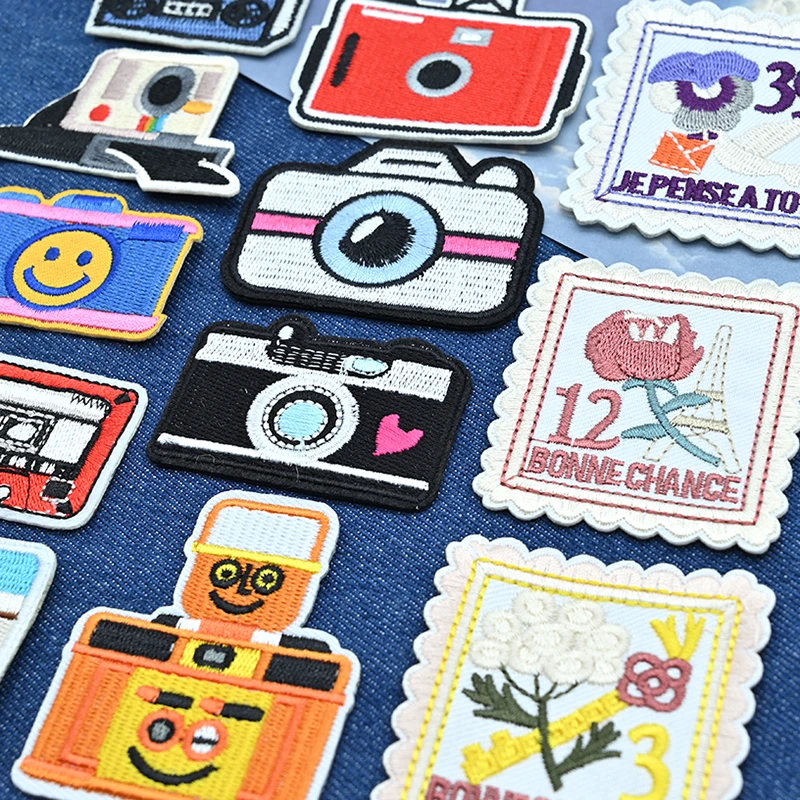 Retro Creative Cartoon Camera Patch Sewing Accessories Embroidery Patches for Jackets Backpack Clothing Ironing Badge