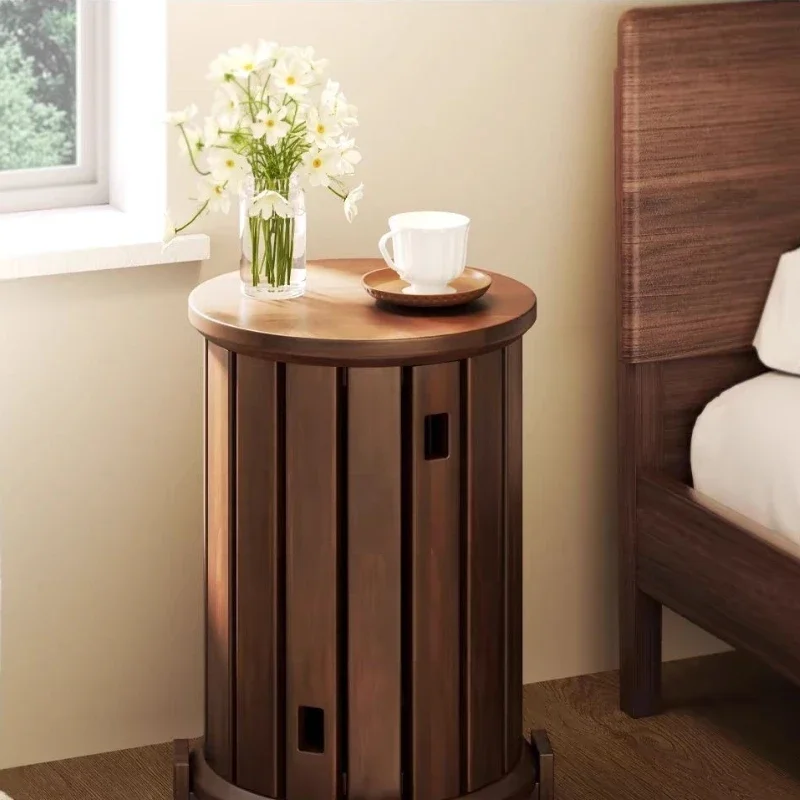 Solid Wood Dining Table Stool Light Luxury Living Room Movable Side Table Stackable With Pulley Stools Home Leisure Footstool