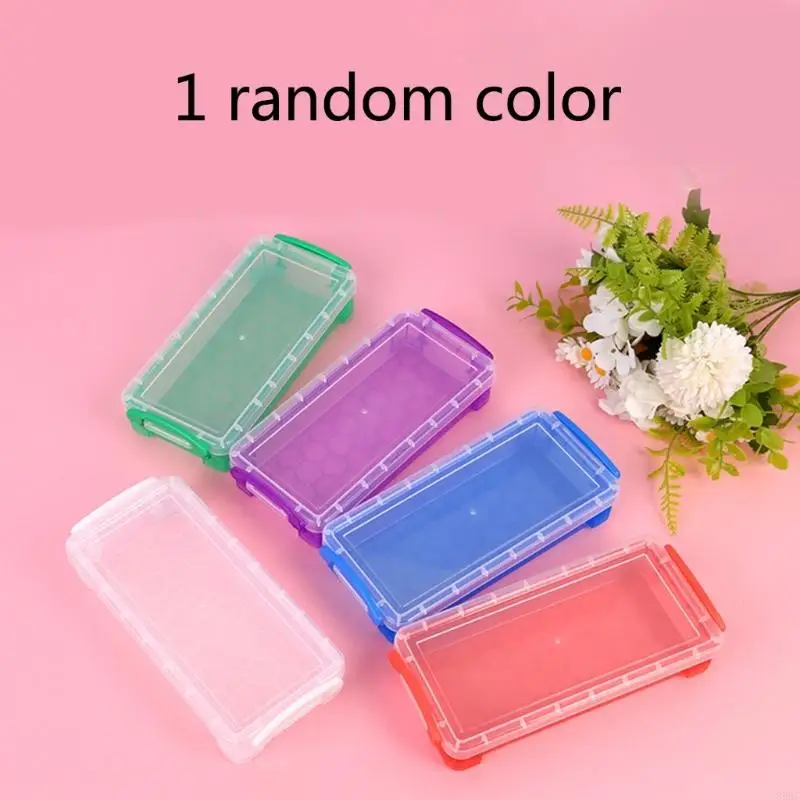 High Capacity Pencil Case with Dustproof Lid Clear Pen Storage Box Colored Pencil Organizers Portable Pen Organizers 896C